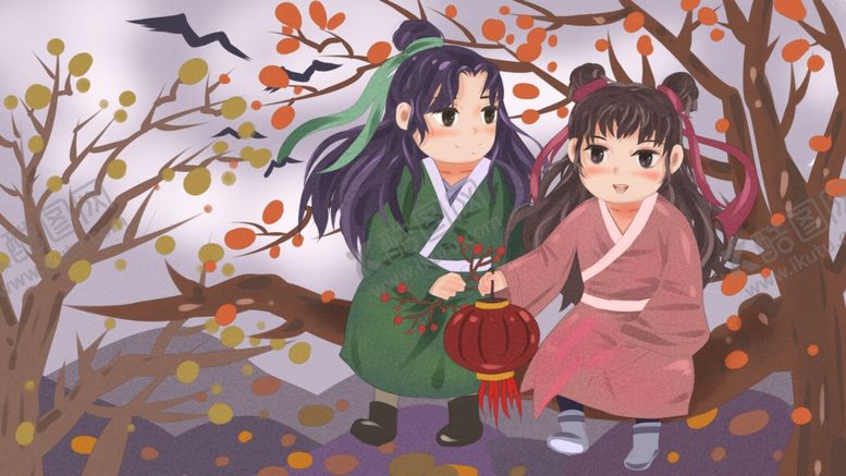 编号：47462709121408059278【酷图网】源文件下载-两小无猜成语故事插画