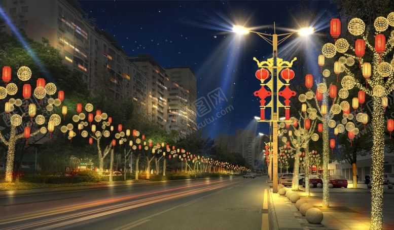 编号：17049211300546453132【酷图网】源文件下载-街道树木亮化
