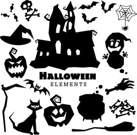 万圣节元素图标集合