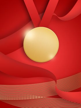 红色背景海报企业主视觉模板橙