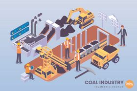 煤炭工业开采场景插画