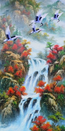 流水生财玄关背景