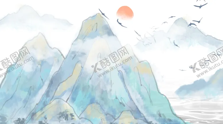 编号：22380501291458059093【酷图网】源文件下载-国潮山水边框图片 