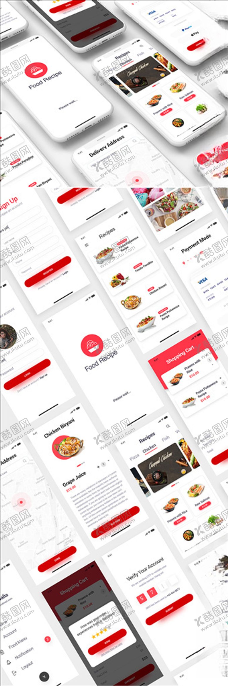 编号：98105905160608336539【酷图网】源文件下载-xd美食食谱红色UI设计登录页