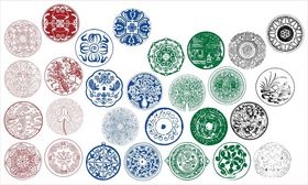 圆形花边边框传统图案花纹