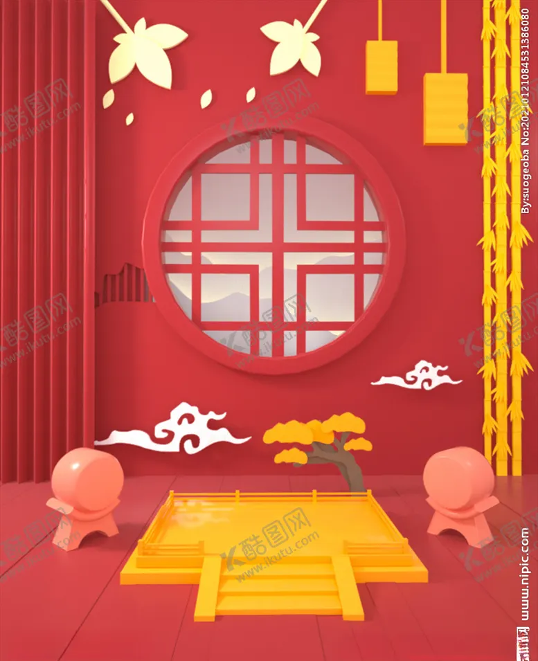 编号：15290203220956278045【酷图网】源文件下载-c4d模型创意清新电商展台电商