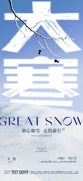 大寒节气海报地产书法字雪花二十四