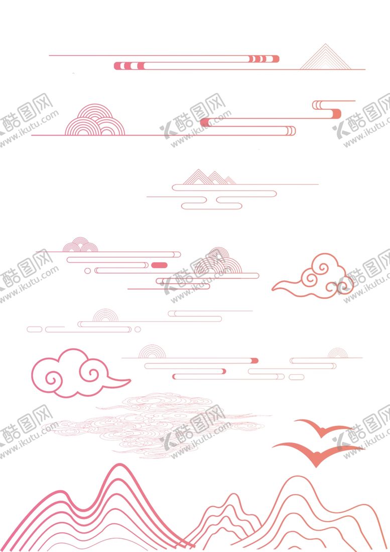 编号：90162104210113528356【酷图网】源文件下载-中式山水云纹矢量插画