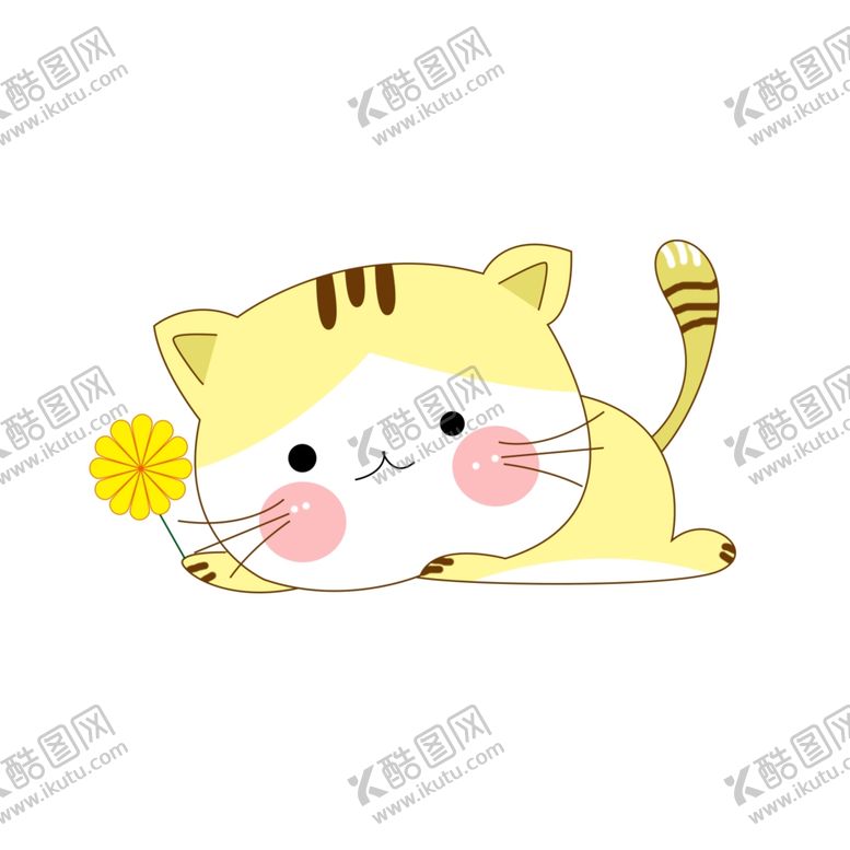编号：53493909220203538803【酷图网】源文件下载-拿着太阳花的黄色小猫