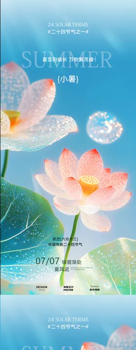 小暑大暑荷花荷叶海报