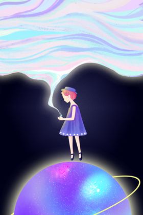 梦幻插画少女手绘插画
