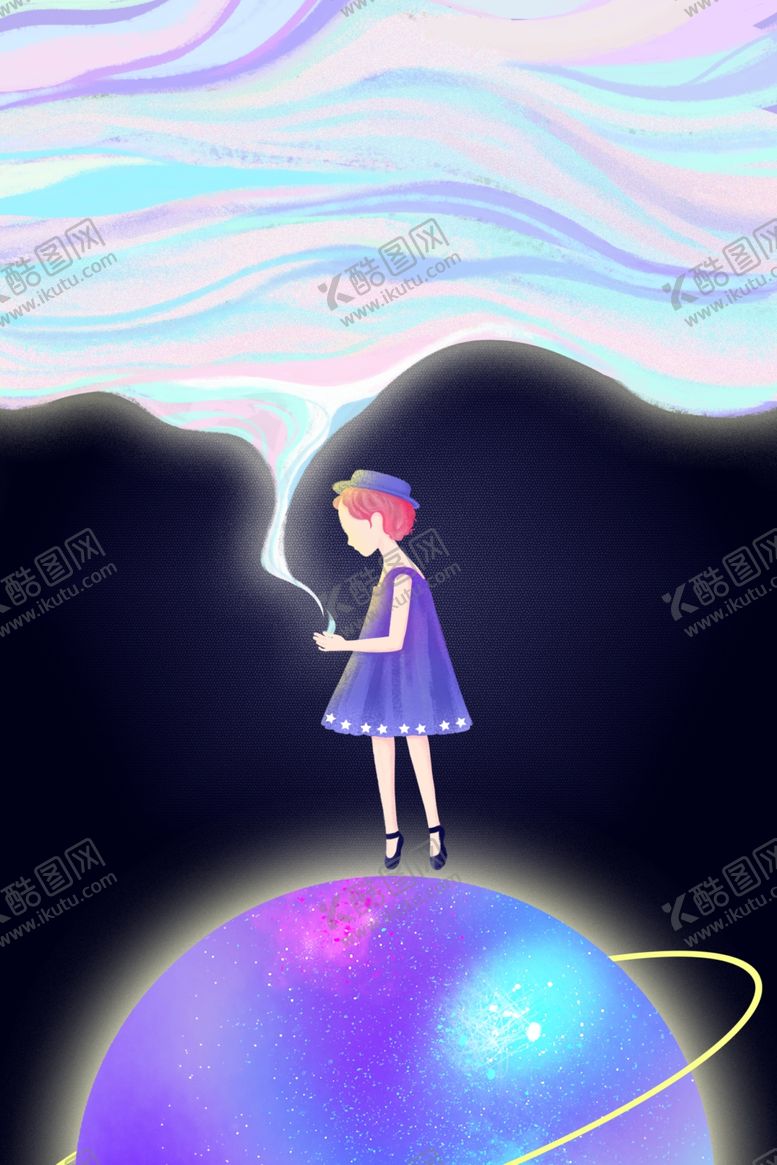 梦幻插画卡通手绘梦幻插画站立小朋友动漫母婴幼儿童节早教育