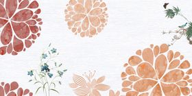 花朵棕色花边绿色背景