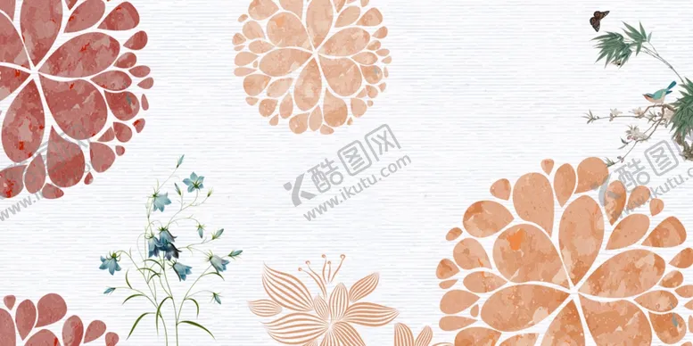 编号：74496106282023468828【酷图网】源文件下载-花朵棕色花边绿色背景