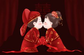 新年国风插画卡通背景素材