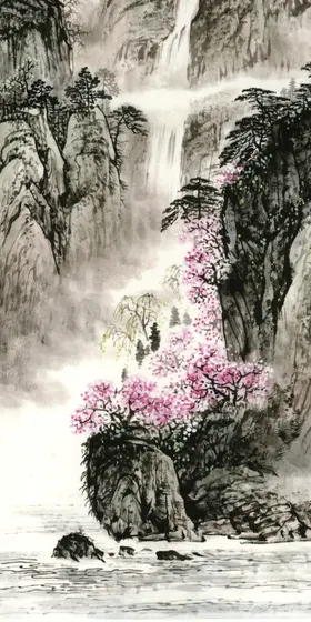 山水墨装饰大幅画新中式抽象画