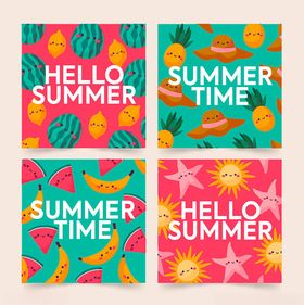 夏日主题彩色图案设计