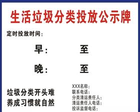 垃圾分类投放公示牌