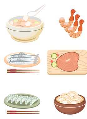 饺子豆腐汤肉矢量