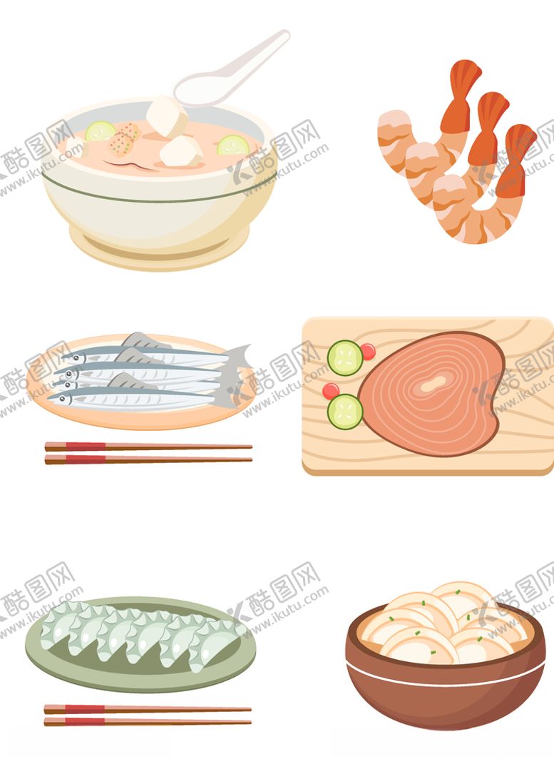 编号：63941206281650099400【酷图网】源文件下载-饺子豆腐汤肉矢量