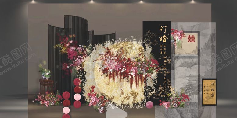 编号：59062912230149059839【酷图网】源文件下载-黑色中式高端订婚宴