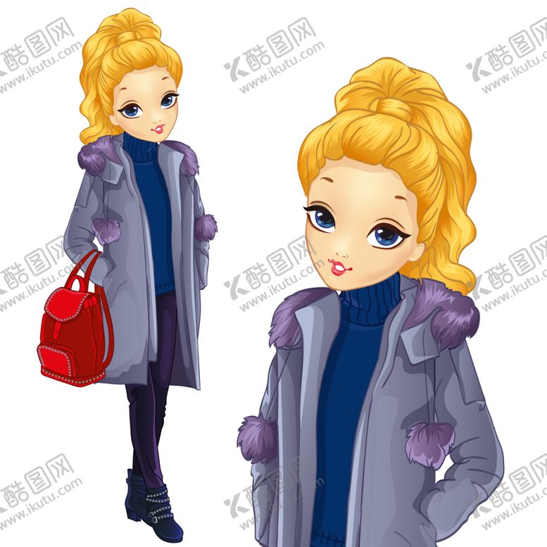 编号：58923010272051399869【酷图网】源文件下载-卡通拿包女孩免扣png