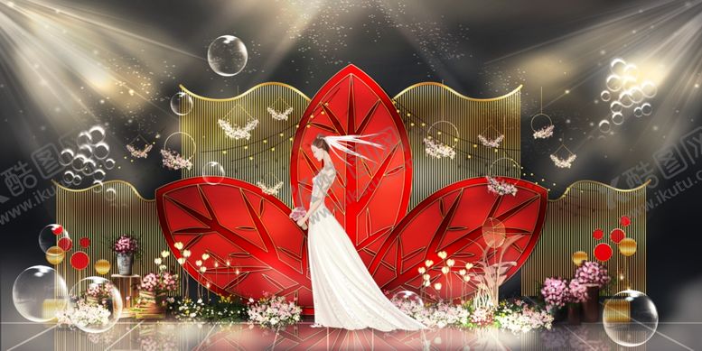编号：46111109280043216736【酷图网】源文件下载-红色婚礼设计背景图片