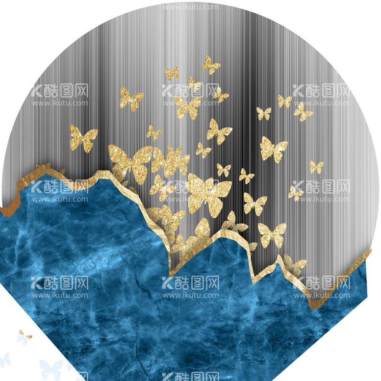 编号：67344911252031332858【酷图网】源文件下载-抽象蝴蝶线条晕染纹理鎏金色块