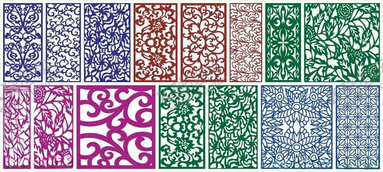 编号：87275411020443559766【酷图网】源文件下载-窗花镂空花纹屏风隔断雕花