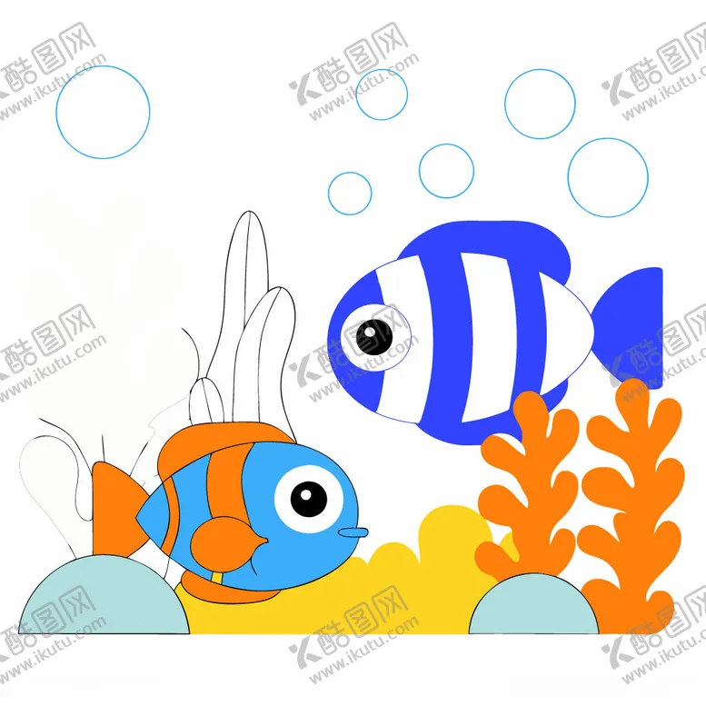 编号：32402902230456566055【酷图网】源文件下载-可爱卡通鱼类插画