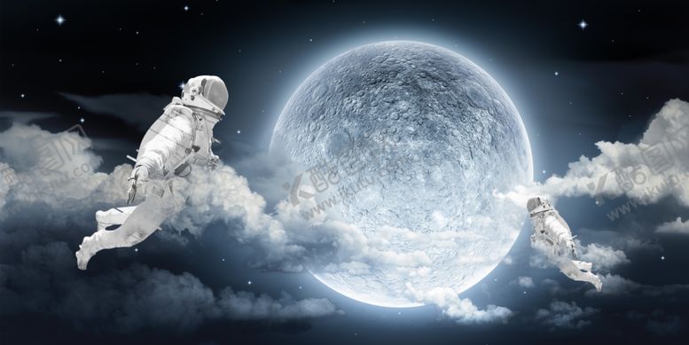 编号：22524709191450431222【酷图网】源文件下载-宇航员月亮月球云层天空星空背景