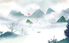 新中式山水背景