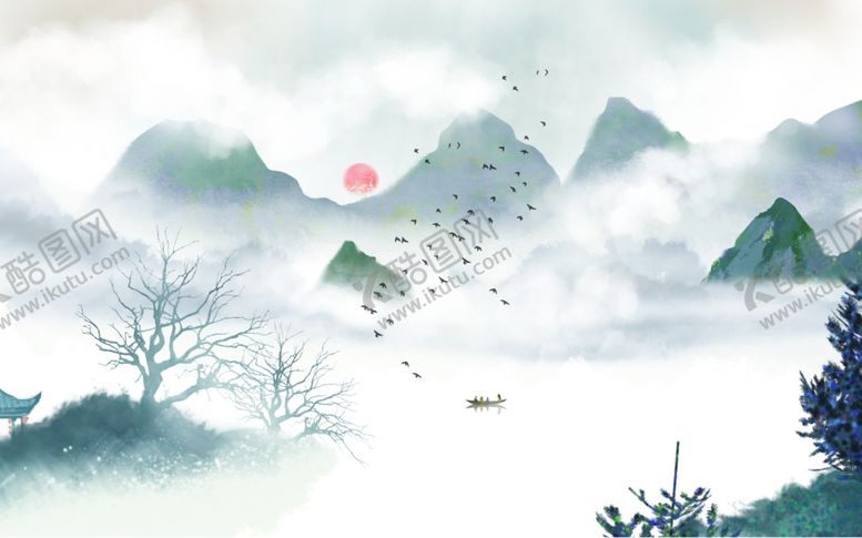 编号：94229506252349365680【酷图网】源文件下载-新中式山水背景