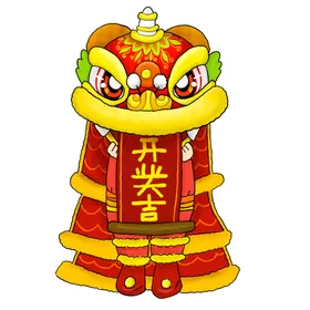 舞狮插画2024龙年新春