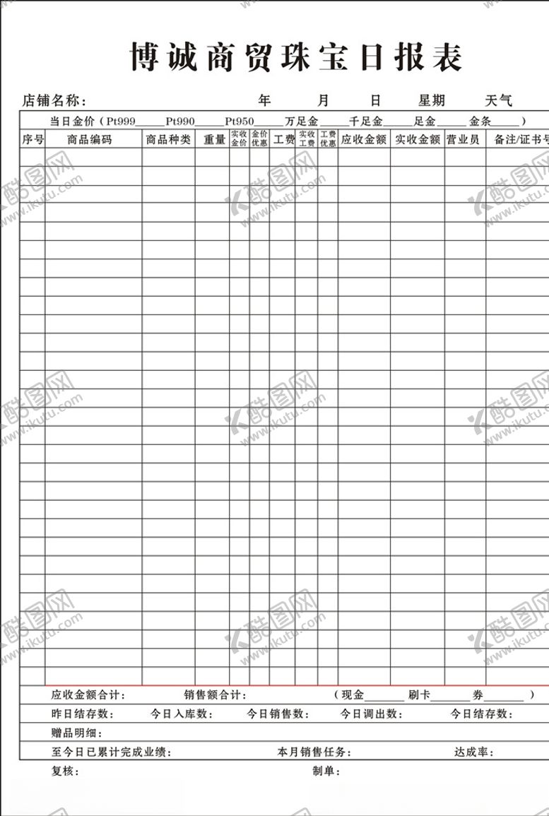 编号：72446309221656366439【酷图网】源文件下载-六福珠宝销售清单