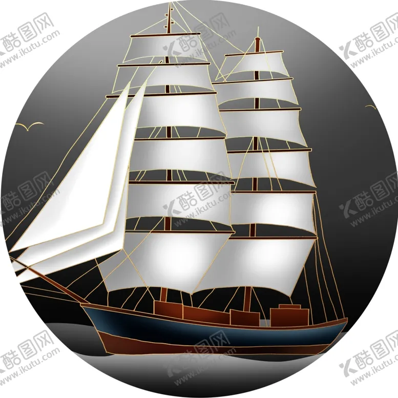 编号：48618412041644395856【酷图网】源文件下载-帆船高清圆形挂画装饰画