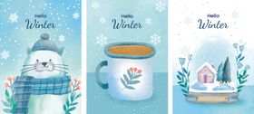 水彩冬季贺卡