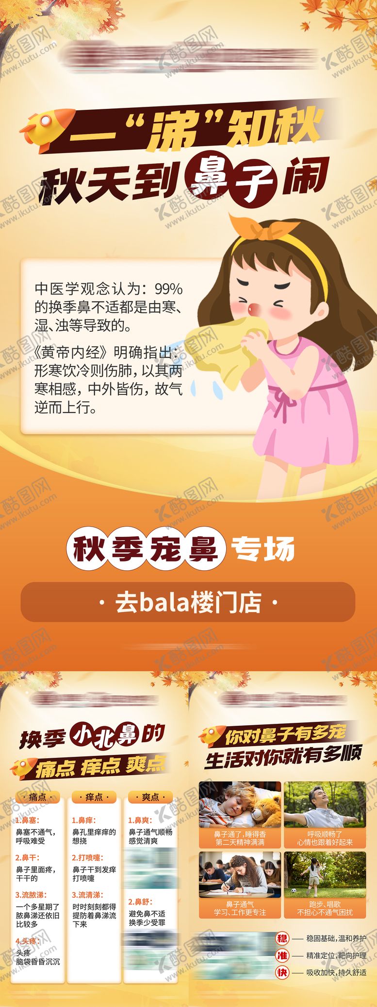 编号：69135409080719311405【酷图网】源文件下载-秋天金色鼻炎产品介绍系列海报