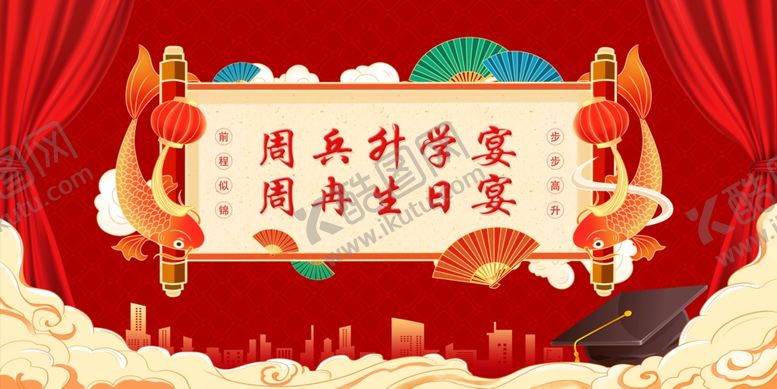 编号：48042306011208539001【酷图网】源文件下载-升学宴展板生日宴寿宴
