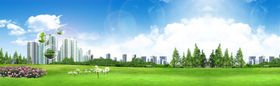 城市天空清新传统国风插画素材
