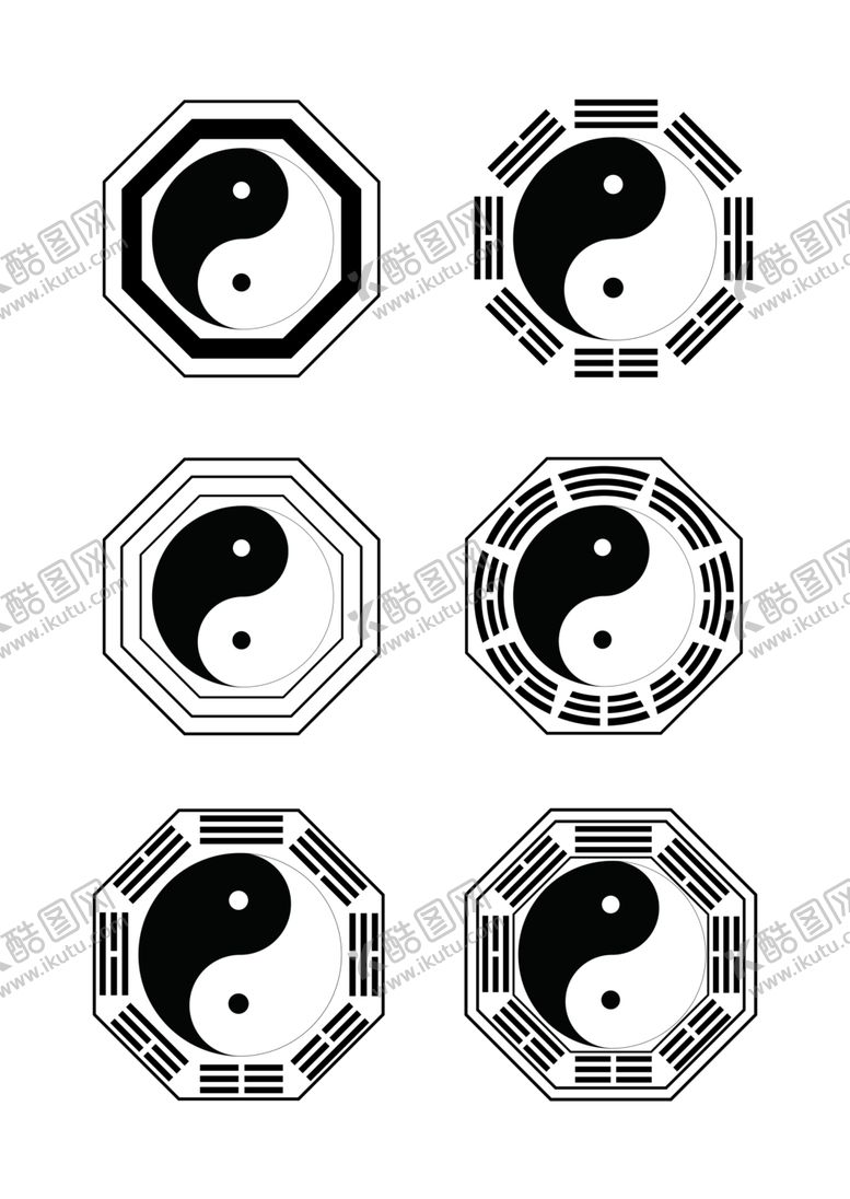 编号：21283509111503502616【酷图网】源文件下载-矢量太极图标八卦图标