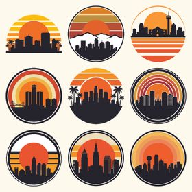 城市日落图标
