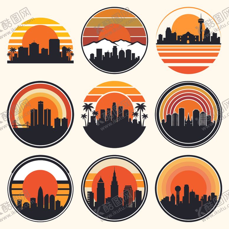 编号：50770904042049052825【酷图网】源文件下载-城市日落图标