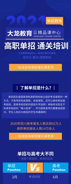 蓝色高考新政策单招培训招生营销