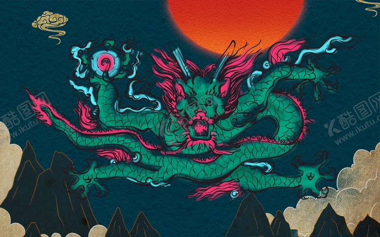 编号：91370510030822146475【酷图网】源文件下载-飞龙在天背景墙