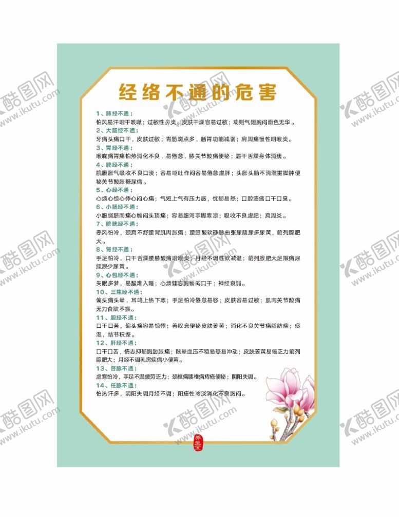 编号：29435010272252339902【酷图网】源文件下载-经络不通的危害