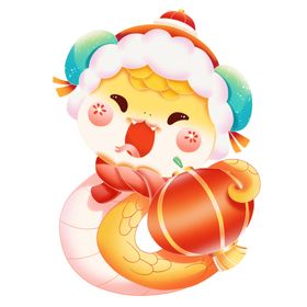 卡通蛇金抱灯笼IP