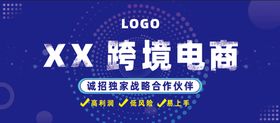 跨境电商蓝色大气科技宣传展板