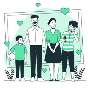 人物插画手绘一家三口购