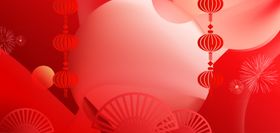 新年春节元宵节红色剪纸风背景